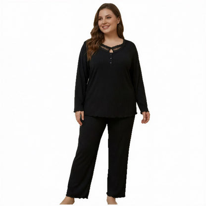 Spitzenpyjama-Set in Unifarbe - image 3