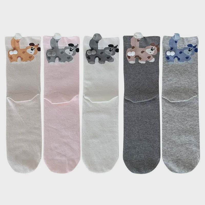 Niedliche Welpen-Stricksocken (5 Paar) - Mehrfarbig - EU35-40 (US2-7) - image 1