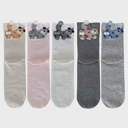 Niedliche Welpen-Stricksocken (5 Paar) - Mehrfarbig - EU35-40 (US2-7) - image 1