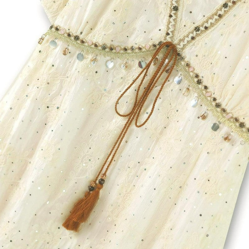 Broderie Anglaise Quaste Resort Midikleid - image 2