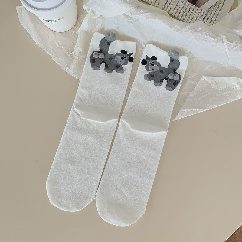 Niedliche Welpen-Stricksocken (5 Paar) - Weiß - EU35-40 (US2-7) - image 6
