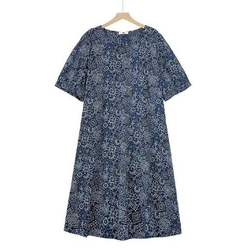 Lässiges Midikleid mit Boho-Print - Marineblau - 6XL - image 0