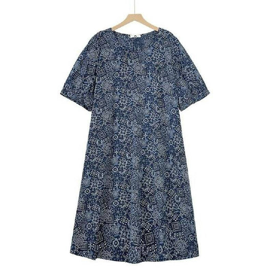 Lässiges Midikleid mit Boho-Print - Marineblau - 6XL - image 0