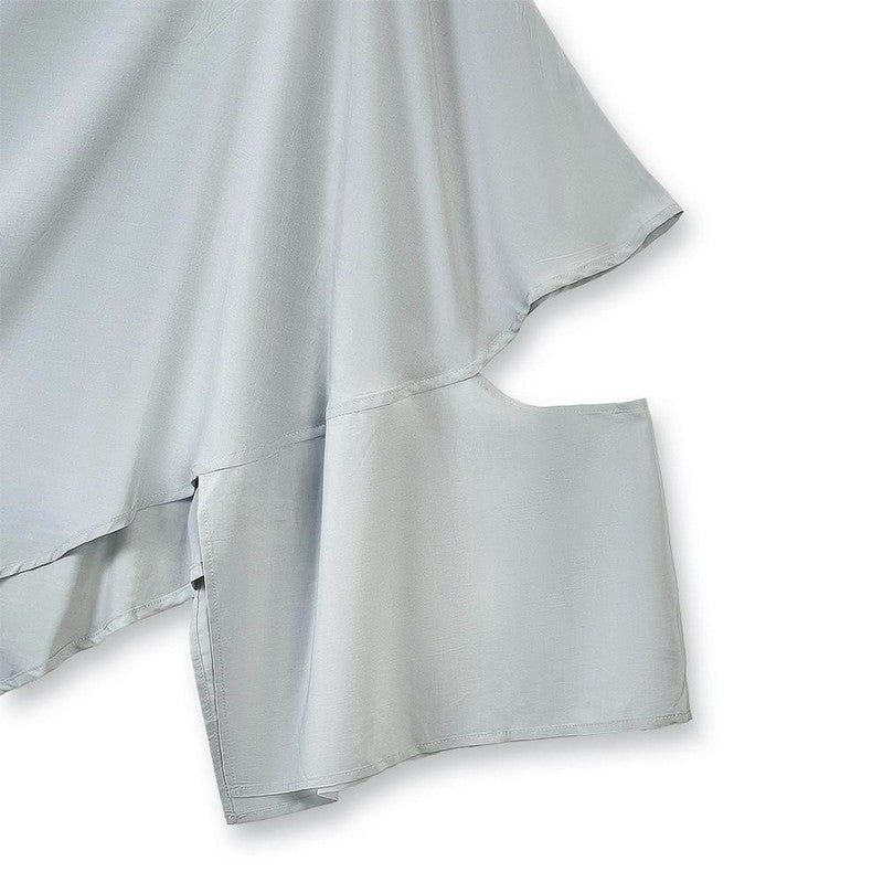 Zweiteiliges Set aus asymmetrisch drapiertem Oberteil und plissiertem Midirock - image 5