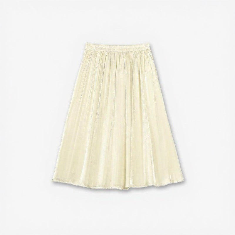 Seidiger Faltenrock in Midi-Länge - Beige - 6XL - image 1