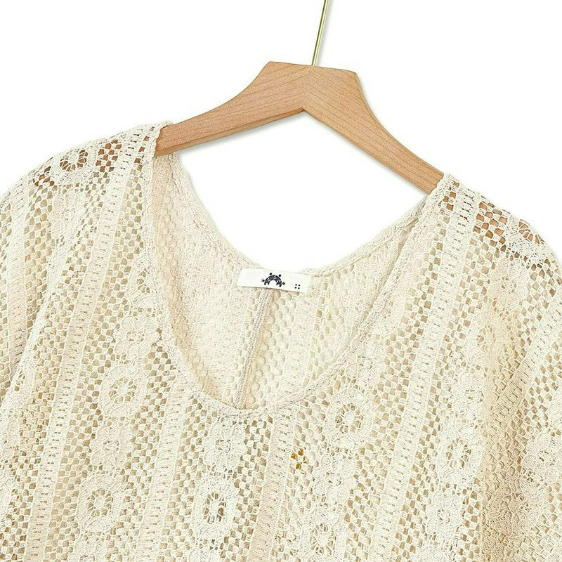 Dreiteiliges Set bestehend aus Spitzen-Cover-Up-Top und Midirock - image 7