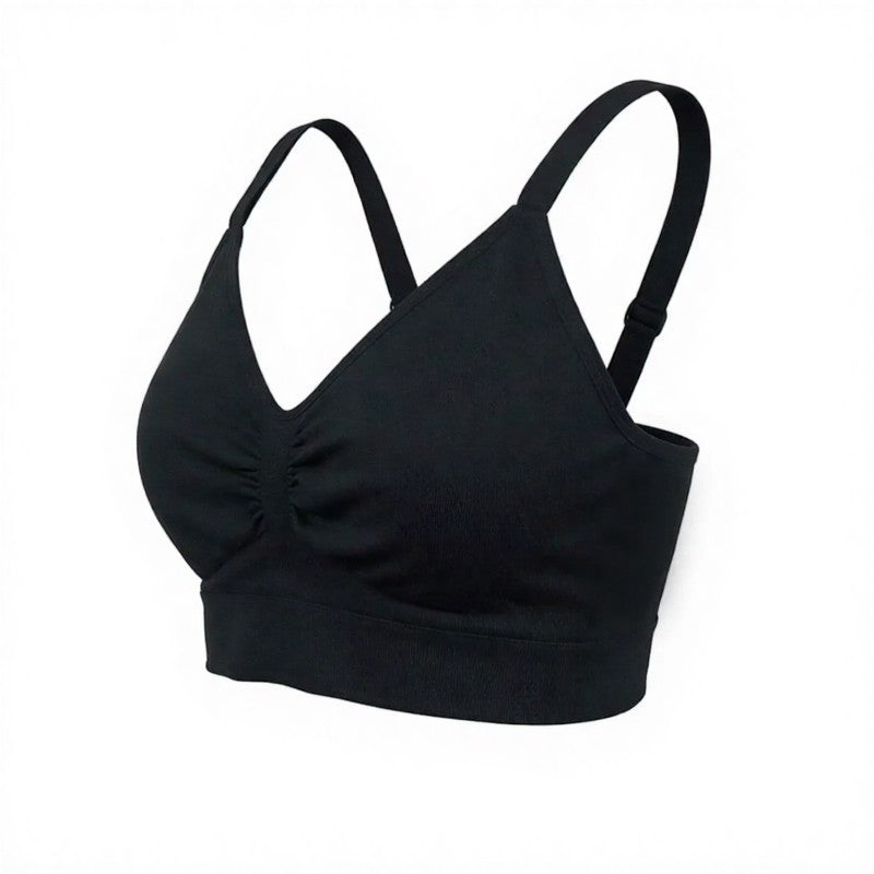 Geraffter, nahtloser, bügelloser BH - Schwarz - 3XL - image 5