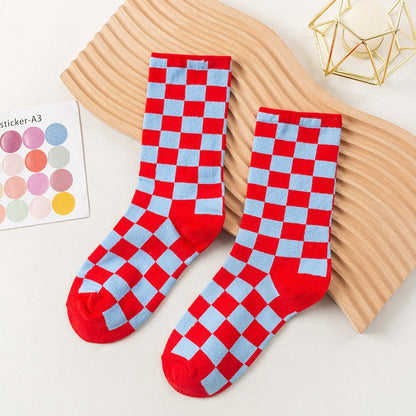 Checkerboard Street Crew Socken (6 Paar) - Rot - EU35-40 (US2-7) - image 4