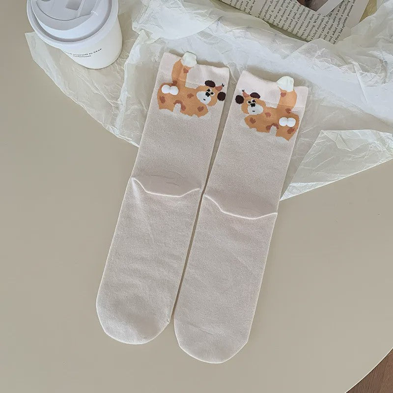 Niedliche Welpen-Stricksocken (5 Paar) - Beige - EU35-40 (US2-7) - image 4