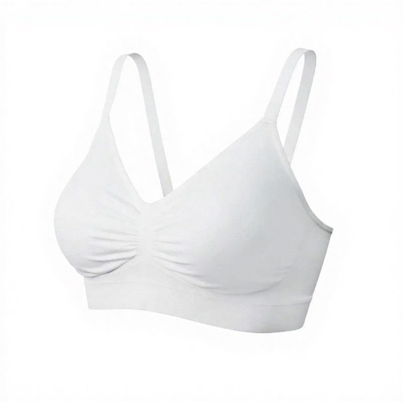 Geraffter, nahtloser, bügelloser BH - Weiß - 3XL - image 4