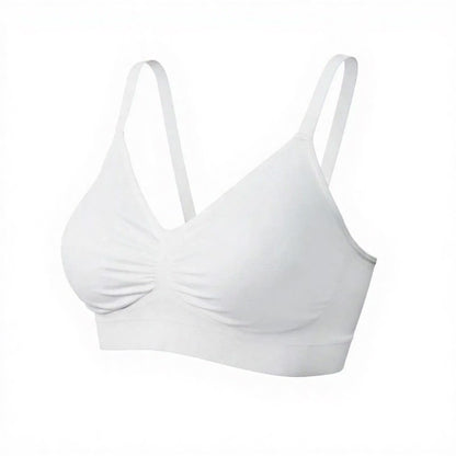 Geraffter, nahtloser, bügelloser BH - Weiß - 3XL - image 4