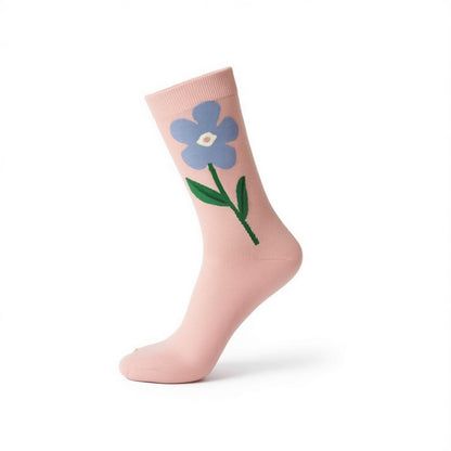 Frühlingshafte, floral bestickte Baumwollsocken (5 Paar) - Rosa - EU35-40 (US2-7) - image 6