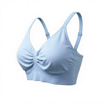 Geraffter, nahtloser, bügelloser BH - Blau - 3XL - image 3