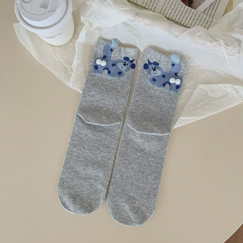 Niedliche Welpen-Stricksocken (5 Paar) - Hellgrau - EU35-40 (US2-7) - image 3