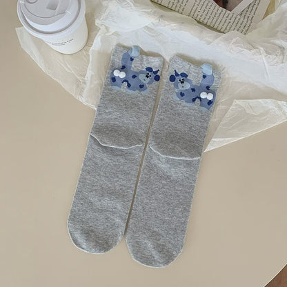 Niedliche Welpen-Stricksocken (5 Paar) - Hellgrau - EU35-40 (US2-7) - image 3