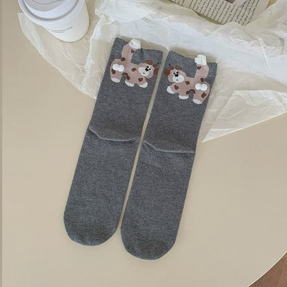 Niedliche Welpen-Stricksocken (5 Paar) - Dunkelgrau - EU35-40 (US2-7) - image 2