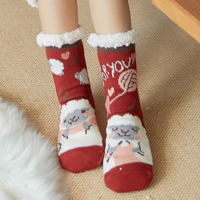 Nordic Fox Kuschelsocken aus Sherpa-Fleece - Wein - EU35-42 (US2-8) - image 3