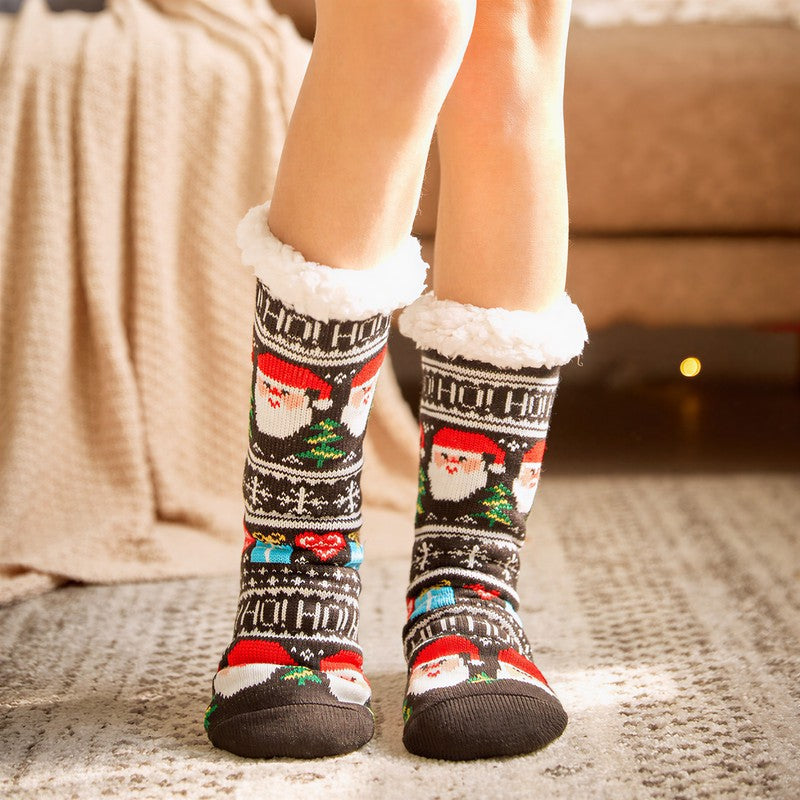 Kuschelige Haussocken mit Weihnachtsstreifen-Plüschfutter - Braun - EU35-42 (US2-8) - image 0