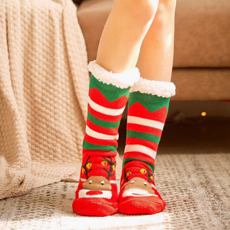 Kuschelige Haussocken mit Weihnachtsstreifen-Plüschfutter - Rot - EU35-42 (US2-8) - image 1