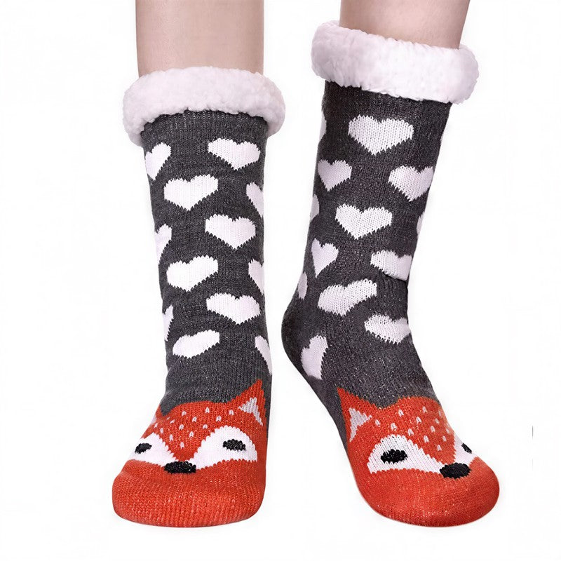 Nordic Fox Kuschelsocken aus Sherpa-Fleece - Dunkelgrau - EU35-42 (US2-8) - image 2