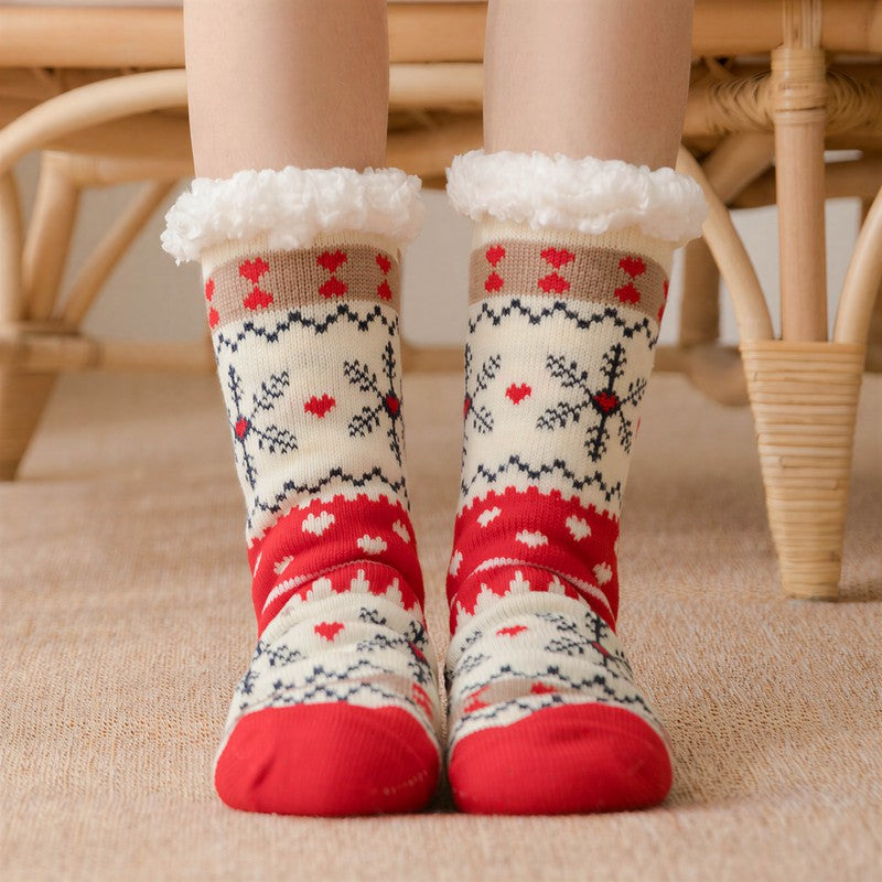 Kuschelige Haussocken mit Weihnachtsstreifen-Plüschfutter - Weiß - EU35-42 (US2-8) - image 4