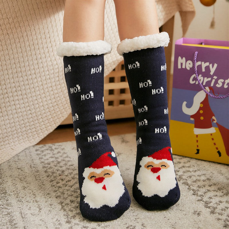 Kuschelige Haussocken mit Weihnachtsstreifen-Plüschfutter - Marineblau - EU35-42 (US2-8) - image 3