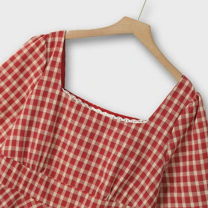 Vintage Maxikleid aus Gingham-Spitze - image 1