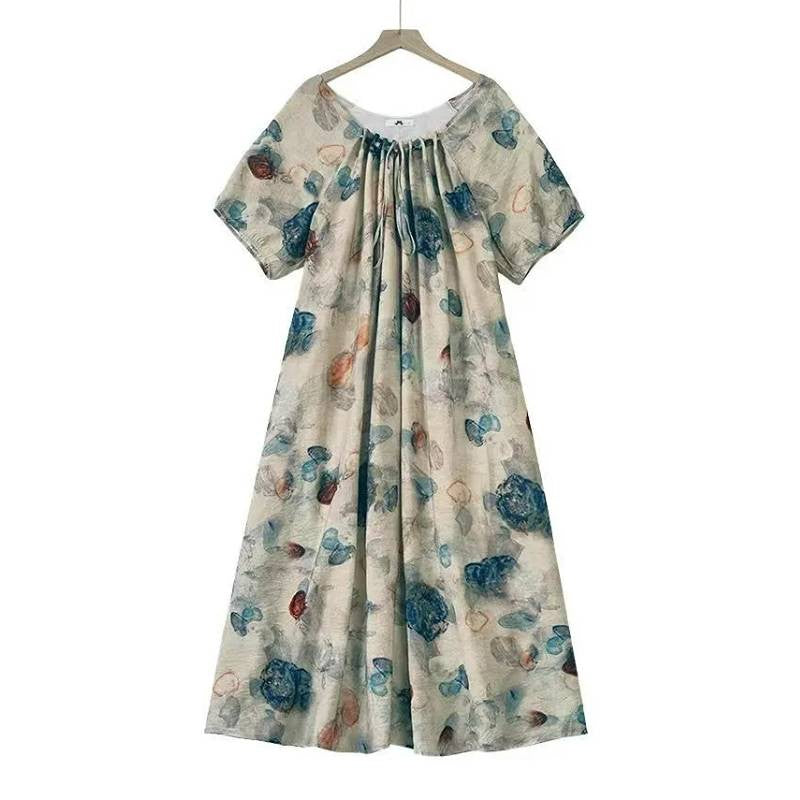 Lässiges Maxikleid mit Aquarellblumenmuster - Aprikose - 6XL - image 0