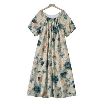 Lässiges Maxikleid mit Aquarellblumenmuster - Aprikose - 6XL - image 0