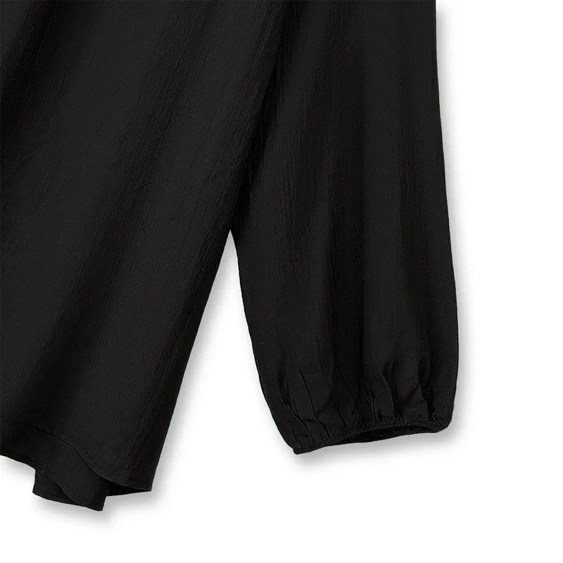 Elegante Bluse mit Raffungen, V-Ausschnitt und Laternenärmeln - image 3