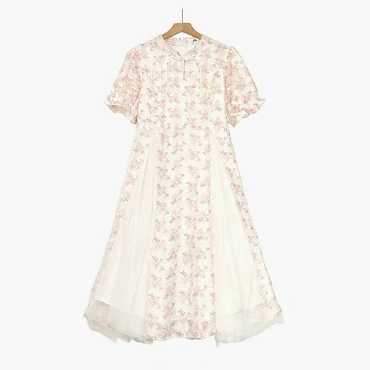 Romantisches Midi-Kleid mit Blumenmuster - Beige - 7XL - image 0