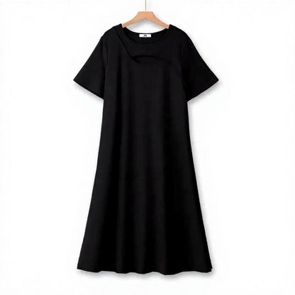 Lässiges Midikleid mit Schlüssellochausschnitt - Schwarz - 7XL - image 1