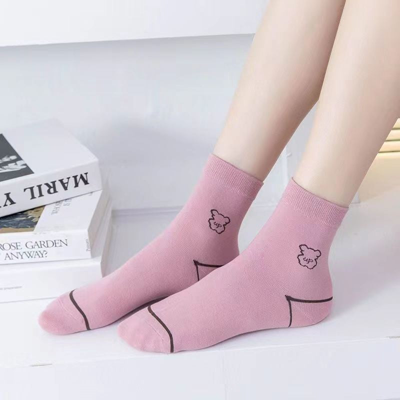 Niedliche, mit Bären bestickte Baumwollsocken (5 Paar) - image 3