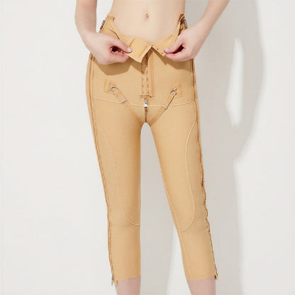 Hochgeschnittene, verstellbare Caprihose mit Doppelreißverschluss, die die Figur formt - image 6