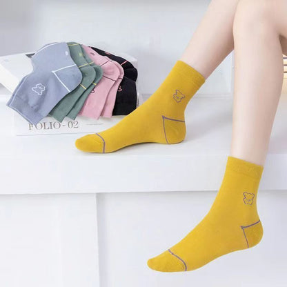 Niedliche, mit Bären bestickte Baumwollsocken (5 Paar) - image 4
