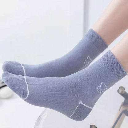 Niedliche, mit Bären bestickte Baumwollsocken (5 Paar) - image 2