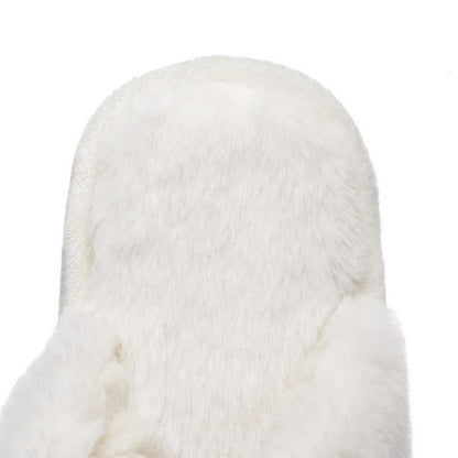 Plus Size Plüsch-Pantoletten mit Schleife - image 7