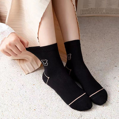 Niedliche, mit Bären bestickte Baumwollsocken (5 Paar) - image 1