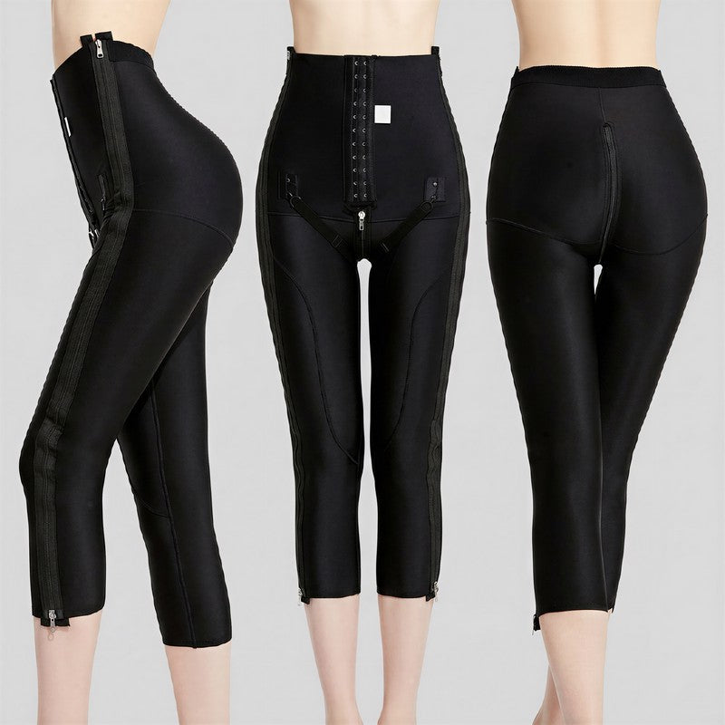 Hochgeschnittene, verstellbare Caprihose mit Doppelreißverschluss, die die Figur formt - image 2