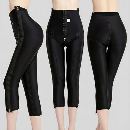 Hochgeschnittene, verstellbare Caprihose mit Doppelreißverschluss, die die Figur formt - image 2