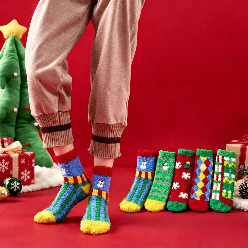 Festliche, flauschige Karosocken (6 Paar) - image 1