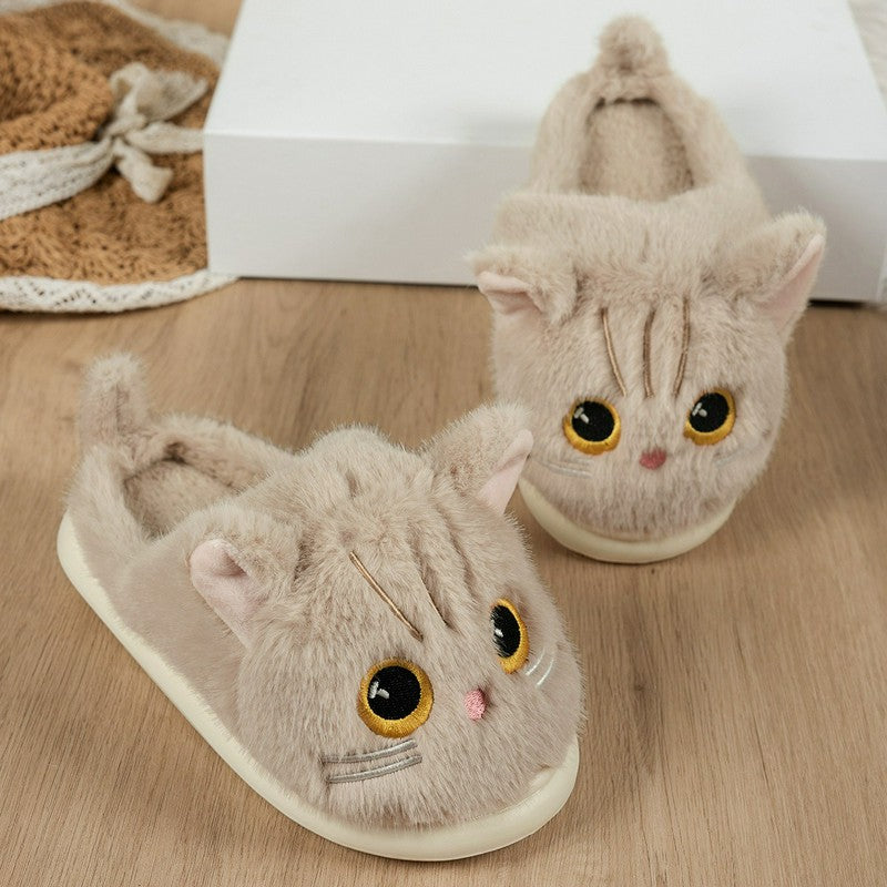 Katzen-Plüschpantoffeln mit weicher Sohle für drinnen - image 6