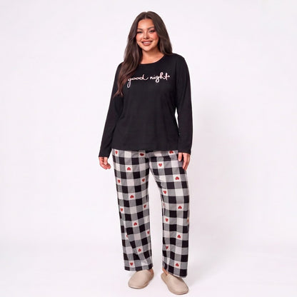 Gute-Nacht-Pyjama-Set mit Karomuster - Schwarz - 5XL - image 4