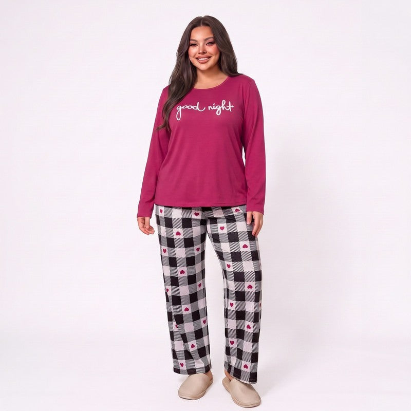 Gute-Nacht-Pyjama-Set mit Karomuster - Rose - 5XL - image 1