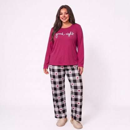 Gute-Nacht-Pyjama-Set mit Karomuster - Rose - 5XL - image 1