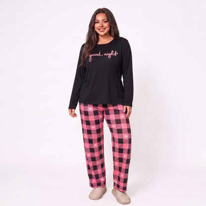 Gute-Nacht-Pyjama-Set mit Karomuster - Rosa - 5XL - image 3