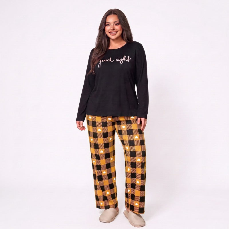 Gute-Nacht-Pyjama-Set mit Karomuster - Gelb - 5XL - image 2