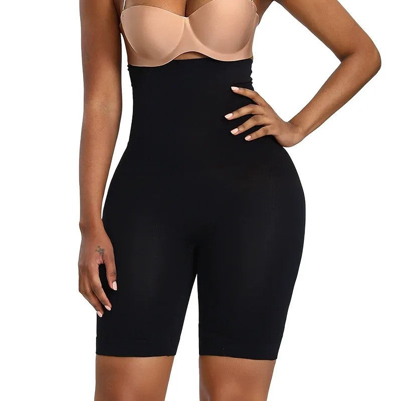 Nahtlose, hochtaillierte, formende Shapewear-Shorts mit mittellangem Oberschenkelumfang - Schwarz - 5XL - image 1