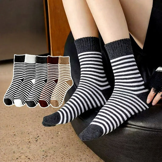 Kuschelige, gestreifte Frotteesocken (5 Paar) - Mehrfarbig - EU36-42 (US3-8,5) - image 0