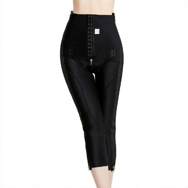 Hochgeschnittene, verstellbare Caprihose mit Doppelreißverschluss, die die Figur formt - Schwarz - 3XL - image 1
